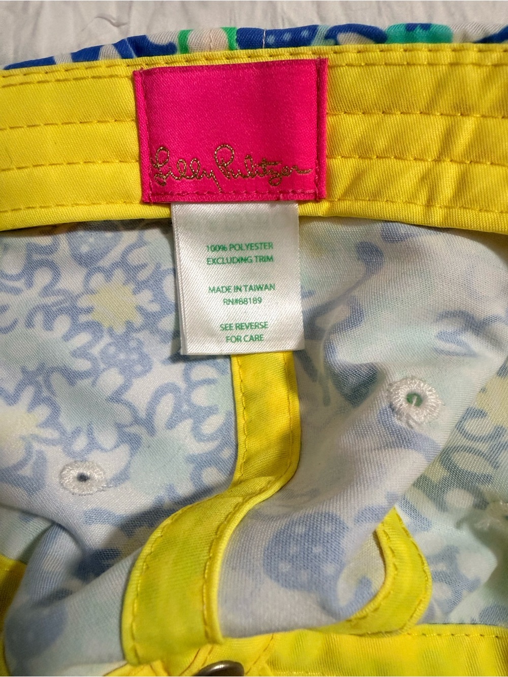Lilly Pulitzer Blue, Green & Yellow Floral Luxletic  Top with Matching hat. - Picture 6 of 6